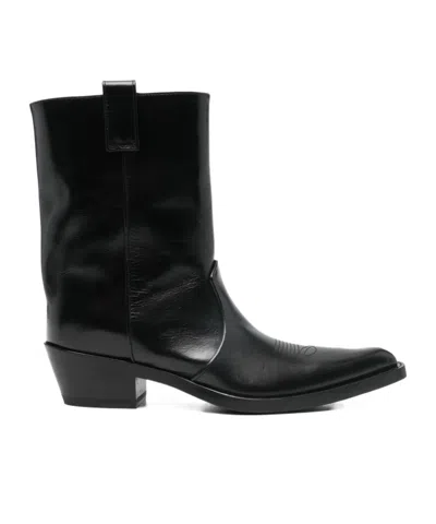 Khaite Pointed Toe Western Boots In Black