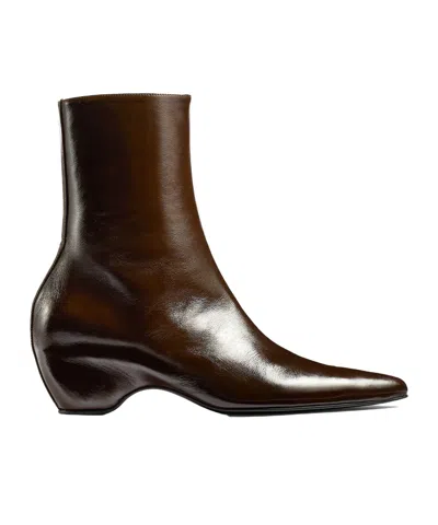 Khaite Pointed-toe Ankle Boots In Brown