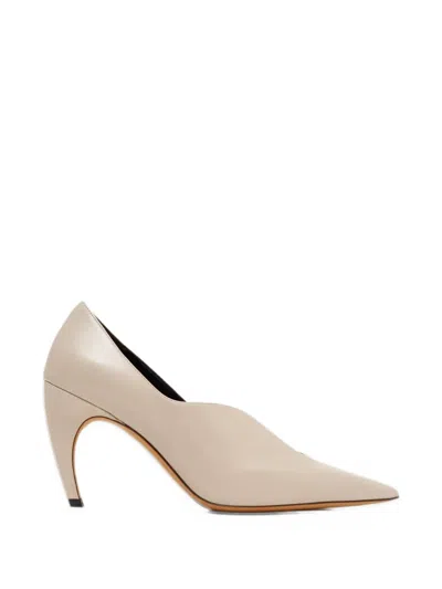 Khaite Pointed-toe Curved-heel Pumps In Neutral