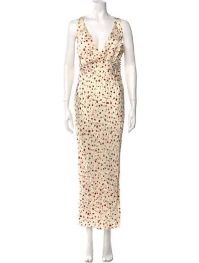 Pre-owned Khaite Polka Dot Print Long Dress In Neutral
