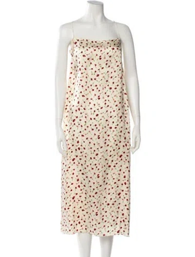 Pre-owned Khaite Polka Dot Print Long Dress In Neutral