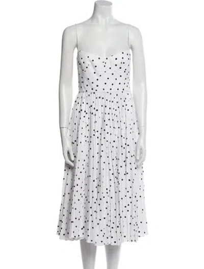 Pre-owned Khaite Polka Dot Print Midi Length Dress In White