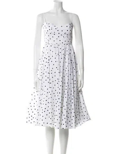 Pre-owned Khaite Polka Dot Print Midi Length Dress In White
