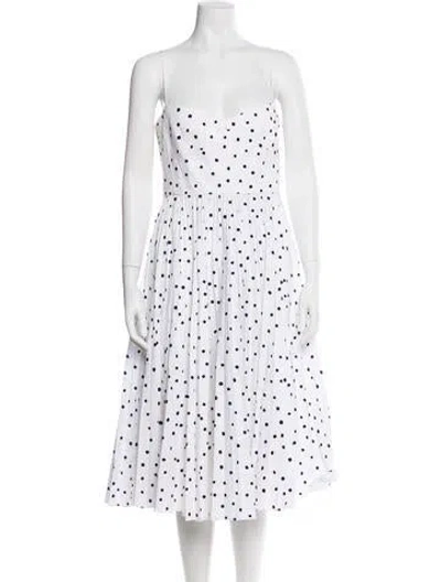 Pre-owned Khaite Polka Dot Print Midi Length Dress In White