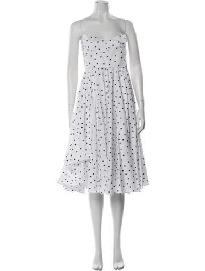 Pre-owned Khaite Polka Dot Print Midi Length Dress In White
