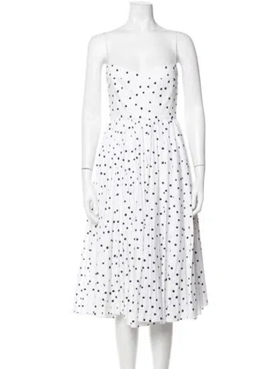 Pre-owned Khaite Polka Dot Print Midi Length Dress In White
