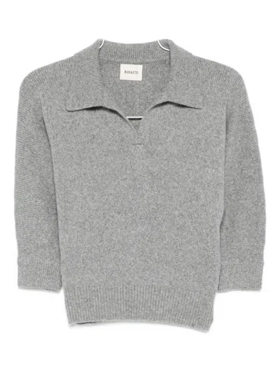 Khaite Polo-neck Cashmere Sweater In Gray