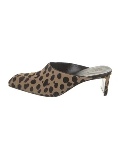 Pre-owned Khaite Ponyhair Animal Print Mules In Black