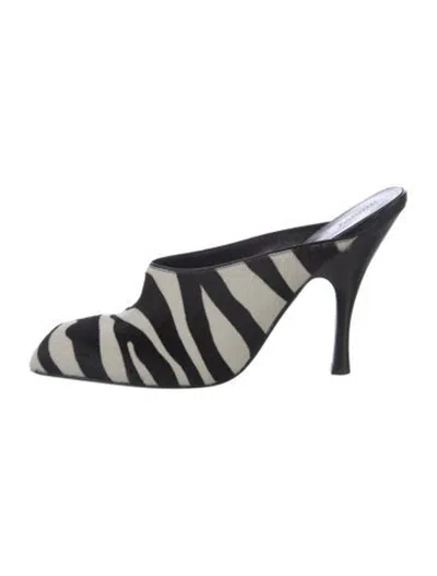 Pre-owned Khaite Ponyhair Animal Print Mules In Black