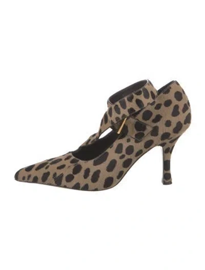 Pre-owned Khaite Ponyhair Animal Print Pumps In Black