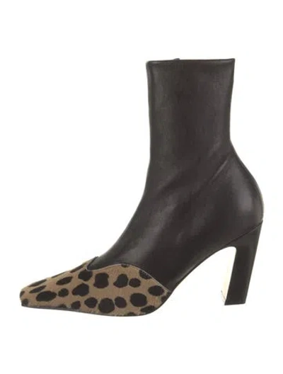 Pre-owned Khaite Ponyhair Animal Print Sock Boots In Black