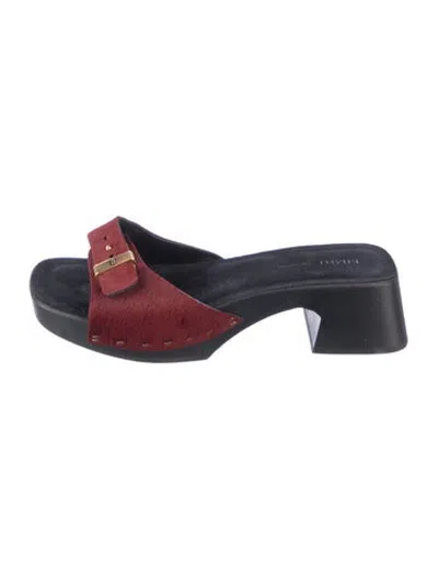 Pre-owned Khaite Ponyhair Studded Accents Slides In Blue