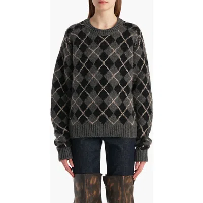 KHAITE KHAITE PRATT OVERSIZE ARGYLE PLAID CASHMERE SWEATER