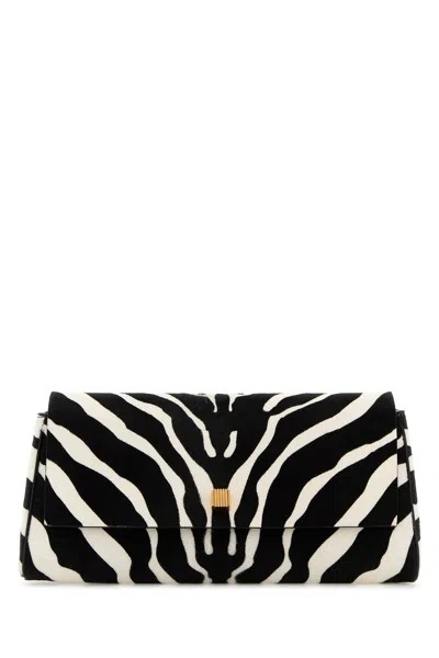 Khaite Printed Calf Hair Audrey Clutch In Animal Print