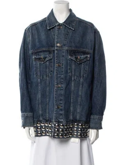 Pre-owned Khaite Printed Denim Jacket In Blue