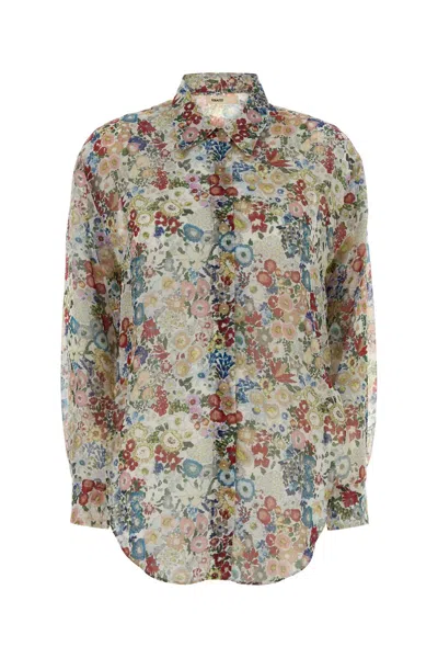 Khaite Printed Silk Shirt In Multi