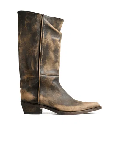 KHAITE CALF LEATHER POINTED-TOE BOOTS