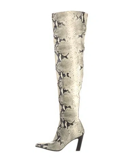 Pre-owned Khaite Python Animal Print Boots In Neutral