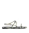 Khaite Loop Python-effect Leather Sandals In Grey