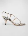 Khaite Python-embossed Leather T-strap Sandals In Natural