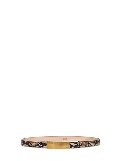 Khaite Python-embossed Leather Belt In Brown