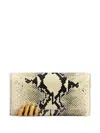 Khaite Embellished Snake-effect Leather Clutch In Neutral