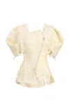 Khaite Quan Asymmetric Wool Top In Ivory