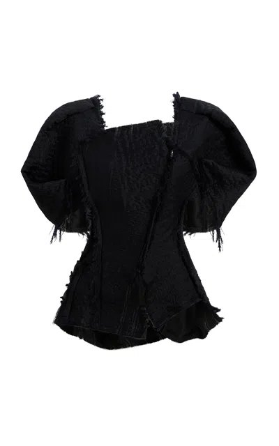 Khaite Quan Asymmetric Wool Top In Navy