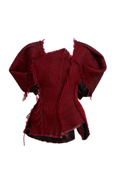 Khaite Quan Asymmetric Wool Top In Red