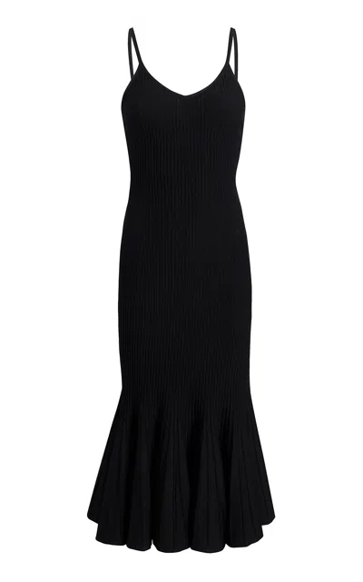 Khaite Queen Plissã© Crepe Midi Dress In Black