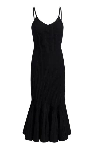 Khaite Queen Plissé Crepe Midi Dress In Black