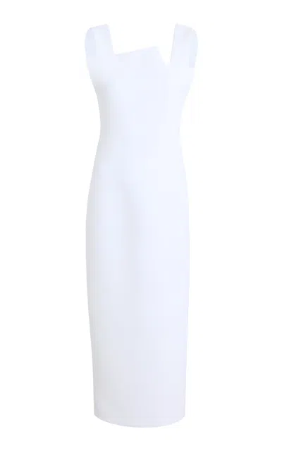 Khaite Queue Asymmetric Double-faced-crepe Maxi Dress In Off-white