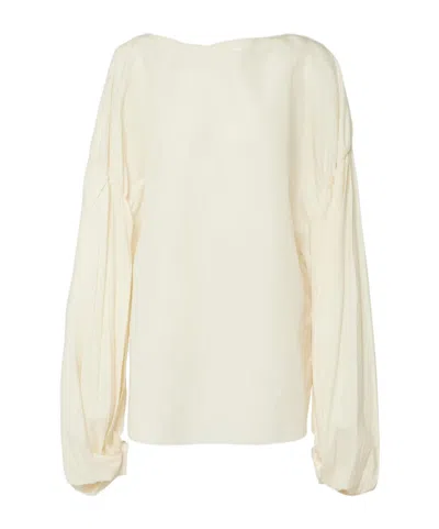 Khaite Quico Silk And Cotton Organza Top In White