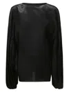 Khaite Women's Quico Silk Blouson-sleeve Top In Black