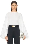 Khaite Quico Balloon-sleeve Oversized Silk Blouse In White