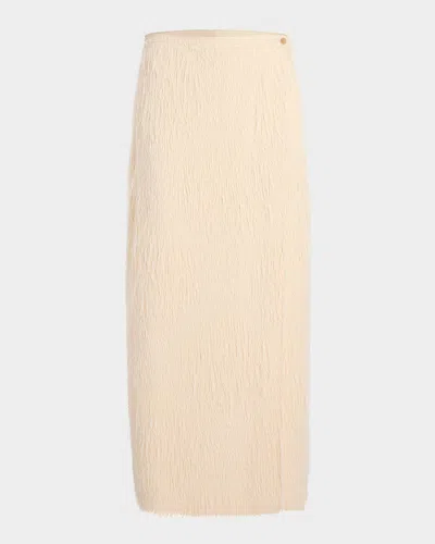 KHAITE QUINN FRINGE KNIT ANKLE WRAP SKIRT