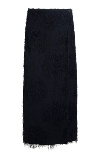 Khaite Quinn Fringed Skirt In Navy