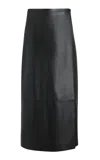 Khaite Quinn Leather Column Maxi Skirt In Black