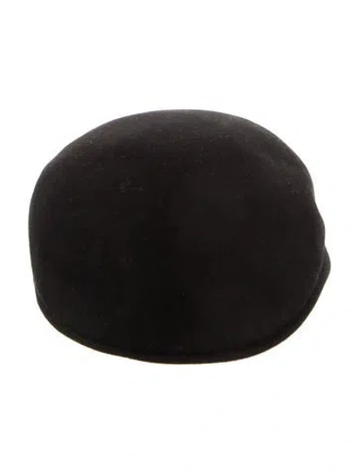 Pre-owned Khaite Rabbit Felt Newsboy Cap In Black