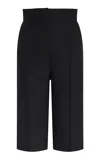 Khaite Raelle Tailored Wool-silk Cady Shorts In Black