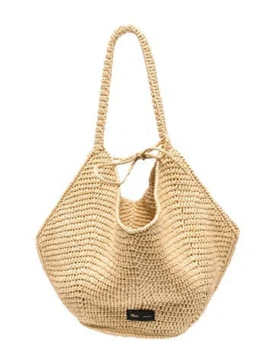 Pre-owned Khaite Raffia Lotus Raffia Tote Medium In Neutral