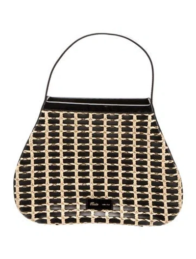 Pre-owned Khaite Raffia Shoulder Bag In Black