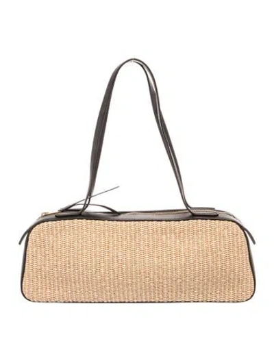Pre-owned Khaite Raffia Shoulder Bag In Neutral