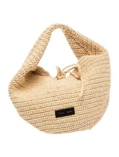Pre-owned Khaite Raffia Shoulder Bag In Neutrals
