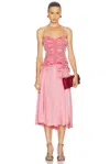 Khaite Womens Azalea Raina Ruched Silk Dress In Pink