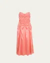 Khaite Raina Sleeveless Ruched Silk Charmeuse Midi Dress In Pink