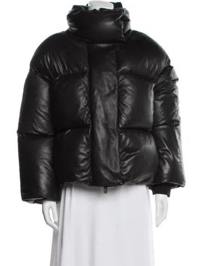 Pre-owned Khaite Raphael Leather Down Jacket In Black