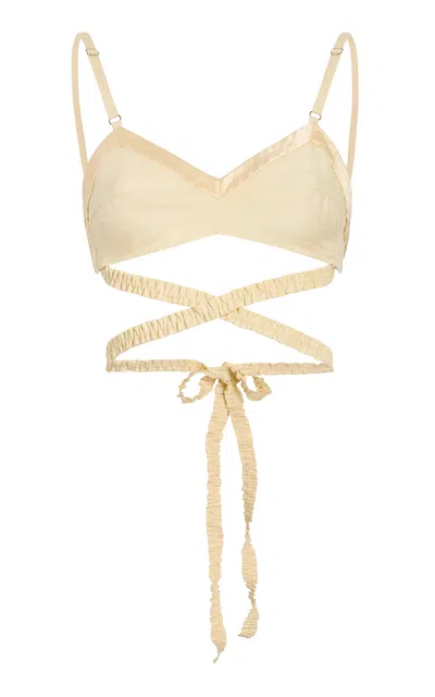 Khaite Raquel Criss-cross Linen Bra Top In Neutral