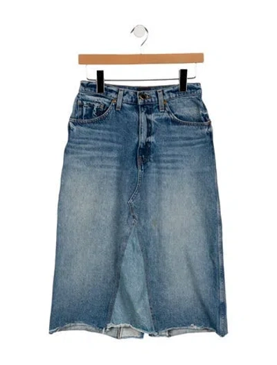 Pre-owned Khaite Raw-edge Trim Knee-length Skirt In Blue