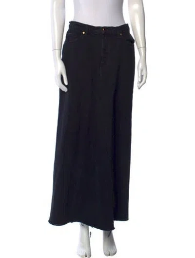 Pre-owned Khaite Raw-edge Trim Long Skirt In Black